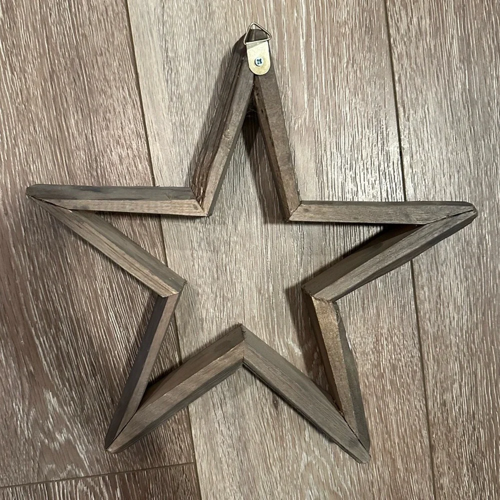 Farmhouse Rustic Grey Wood Star Wall Decor‎